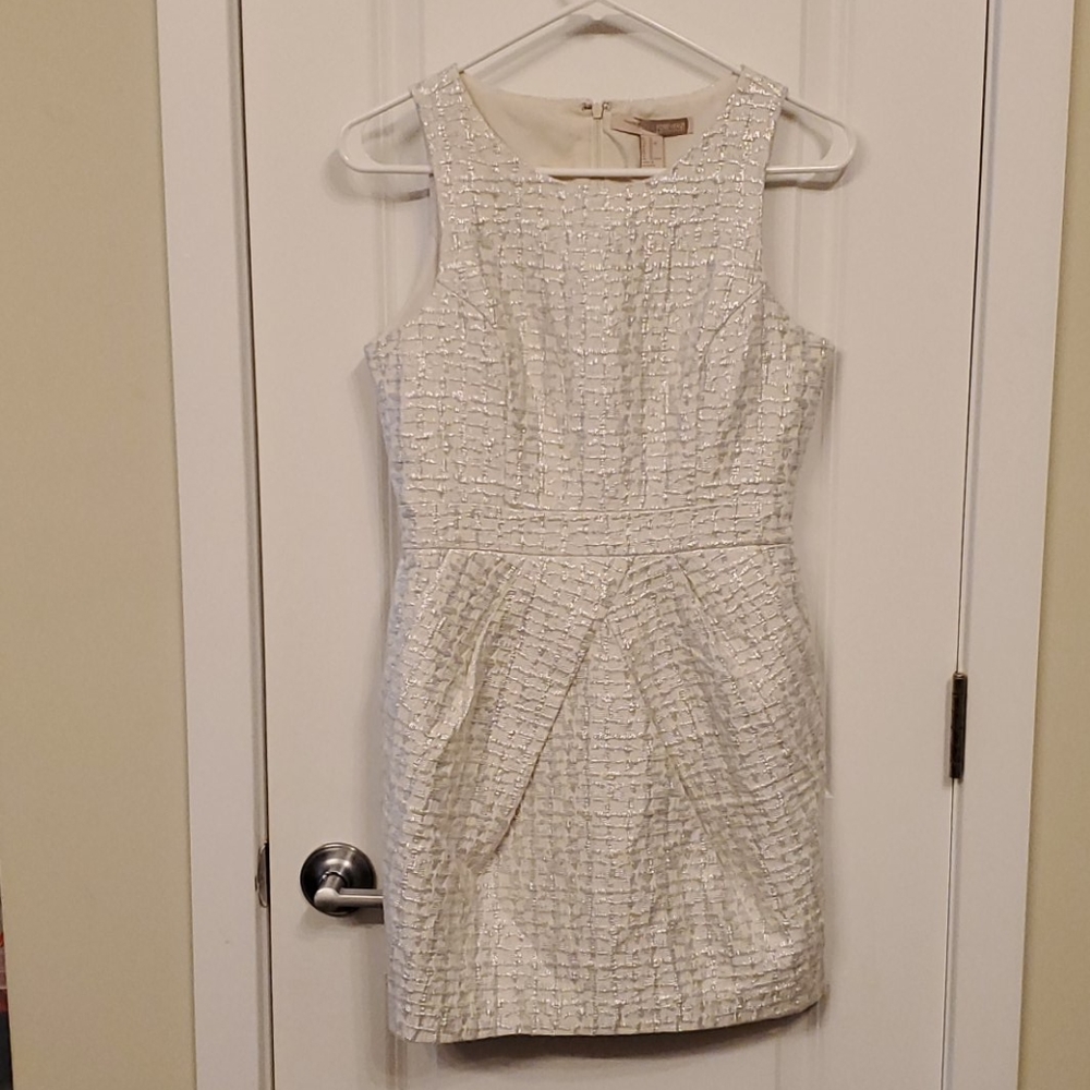 Forever 21 Petit Silver Embroidery White Dress